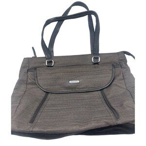 multi sac tote shoulder bag 2 straps zipper snap black 16x12x4" READ
